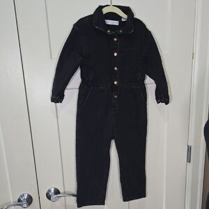 Kids Black Denim Jumpsuit